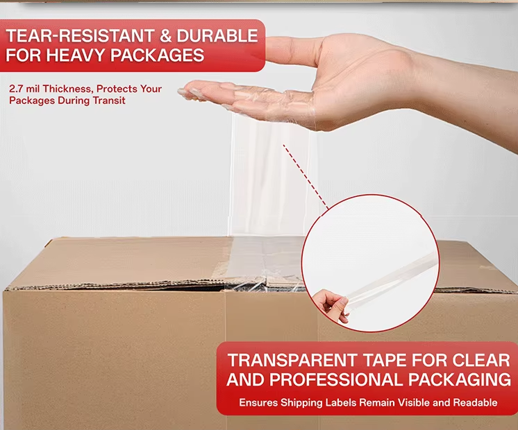 Super Transparent BOPP tape with acrylic adhesive, activated for sealing and packaging