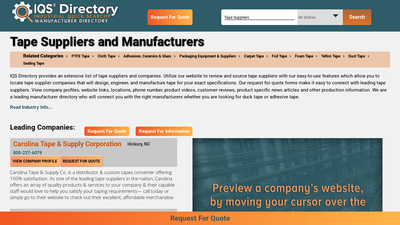 Tape Suppliers and Manufacturers