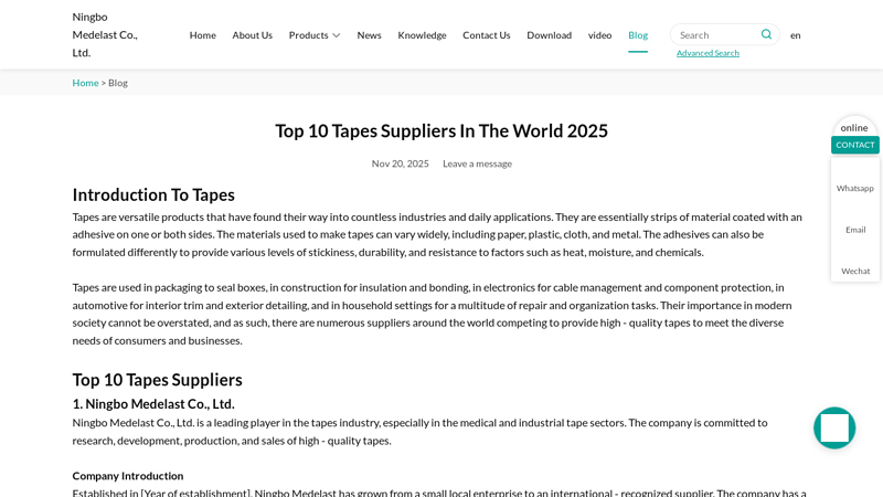 Tapes Suppliers in the world 2025