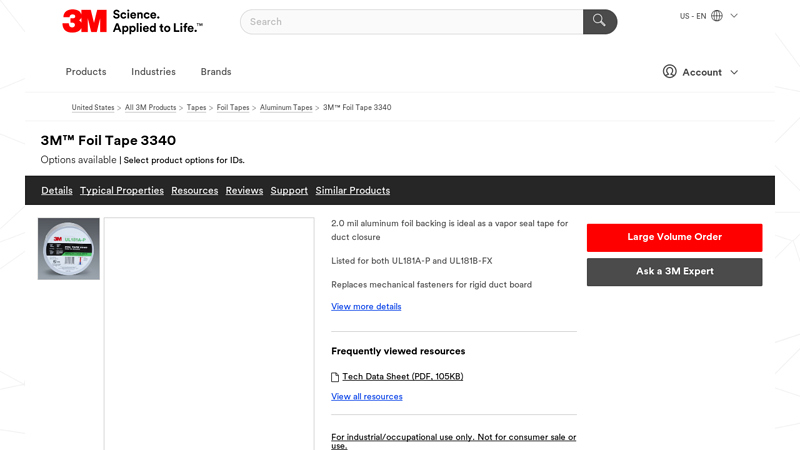3M™ Foil Tape 3340 Foil Tape for HVAC