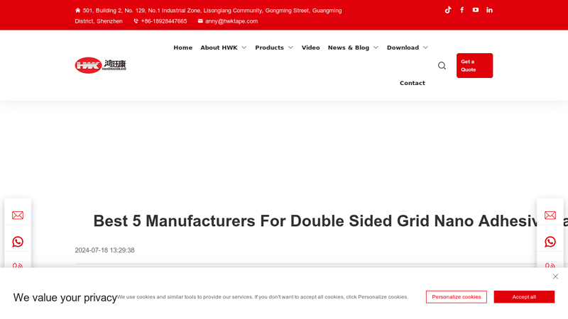 5 Manufacturers for double sided Grid Nano adhesive Tape Nano mounting tape