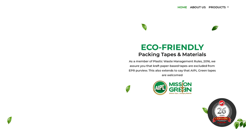 AIPL Eco friendly self adhesive tapes. Eco friendly packaging Self adhesive fragile tape