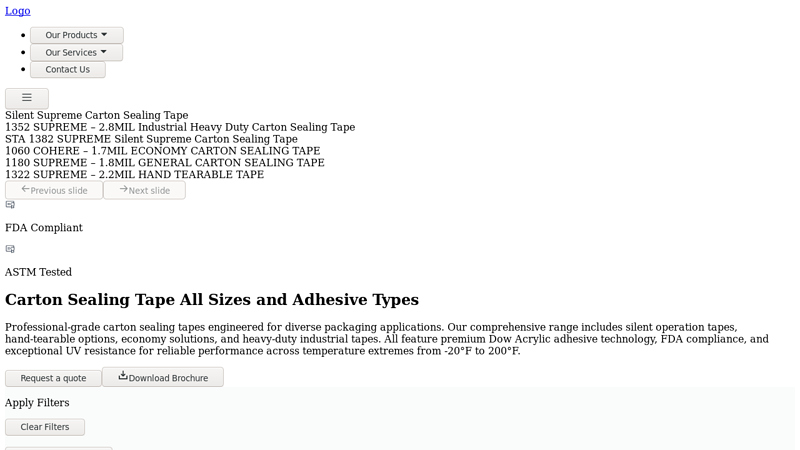 Carton Sealing Tape All Sizes and Adhesive Types Carton sealing tape