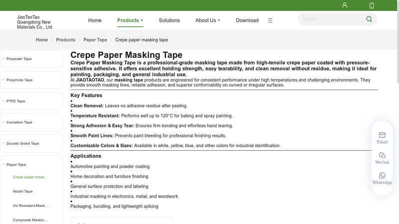Crepe Paper Masking Tape Manufacturer Low residue masking tape