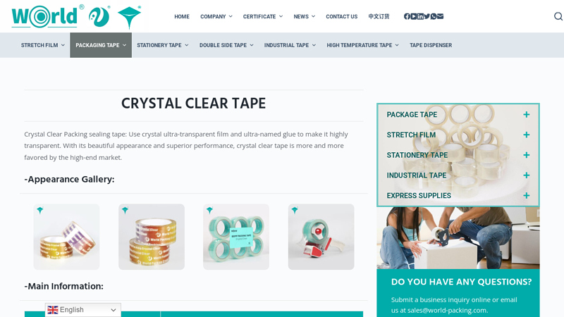 Crystal Clear Packing Tape, Ideal for Office use,  China Supplier Crystal clear carton tape
