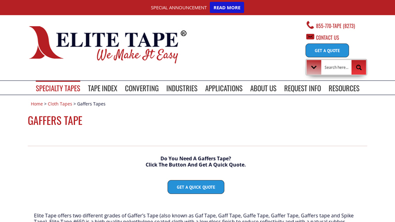 Gaffer Tape - Premium & Industrial Grade Gaffer tape