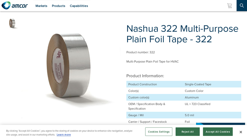 Nashua 322 Multi Foil Tape for HVAC