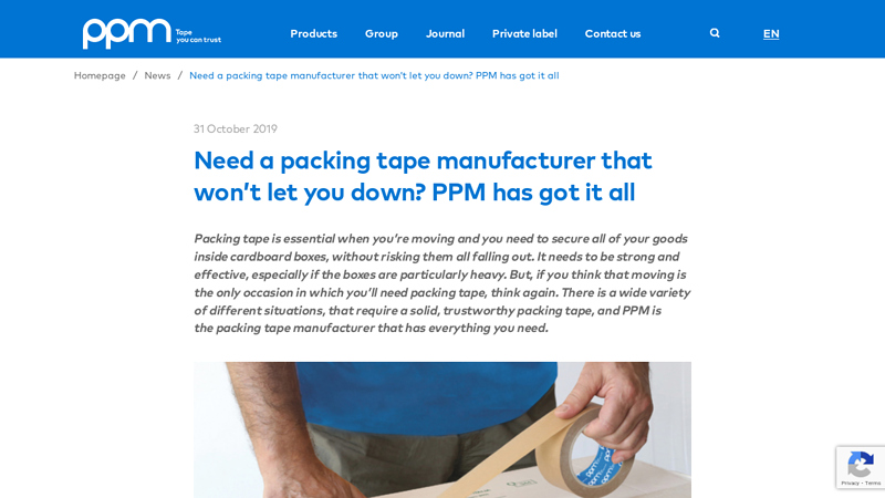 Need a packing tape manufacturer that won't let you down? PPM ... Low noise strong tape