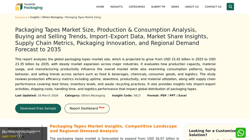 Packaging Tapes Market Size and Trends 2026 Strong adhesive carton tape
