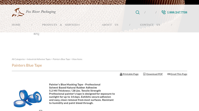 Painters Blue Tape On Fox River Packaging Blue painters tape