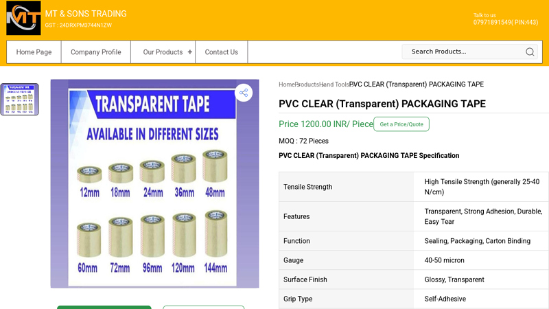PVC CLEAR (Transparent) PACKAGING TAPE Super transparent tape