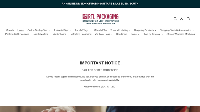 RTL Packaging Custom printed carton sealing tape