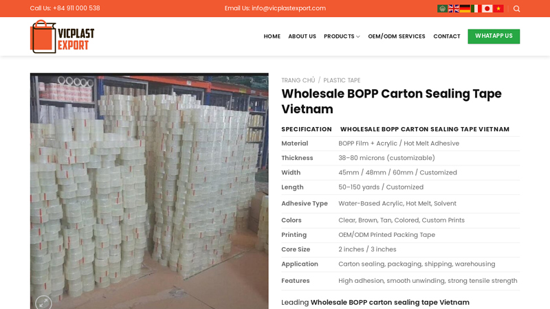 Wholesale BOPP Carton Sealing Tape Vietnam Bopp carton sealing tape